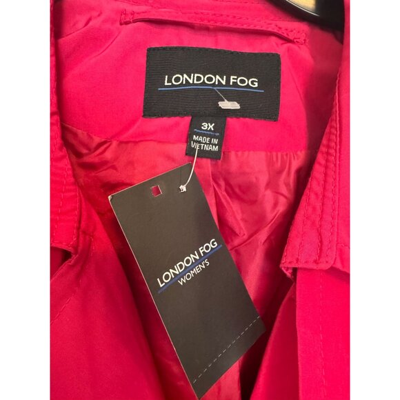 London Fog Womens Double-Breasted Belted Trench Coat Size 3X Bold Pink - Picture 4 of 4